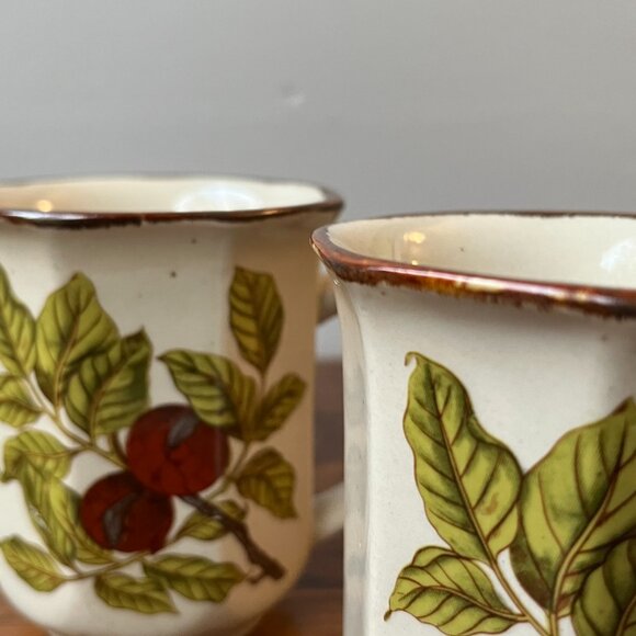 Amram's Korea Stoneware 4 Mugs Rosehip Berries Country Retro Farmstyle - Picture 5 of 10